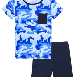 Top blue camouflage + pants blue