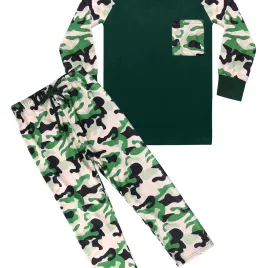 Green camouflage raglan sleeves with green top + green camouflage pants