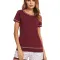 Top: Burgundy, Pants: Light gray base with burgundy star pattern