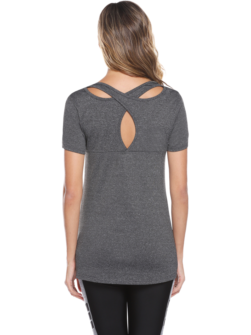 Ladies Casual Back Cross Cutout Sports Top