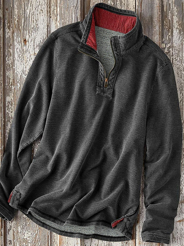 Casual Zipper Stand Collar Top