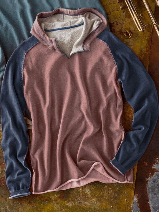 Casual stand-collar solid color hooded sweatshirt