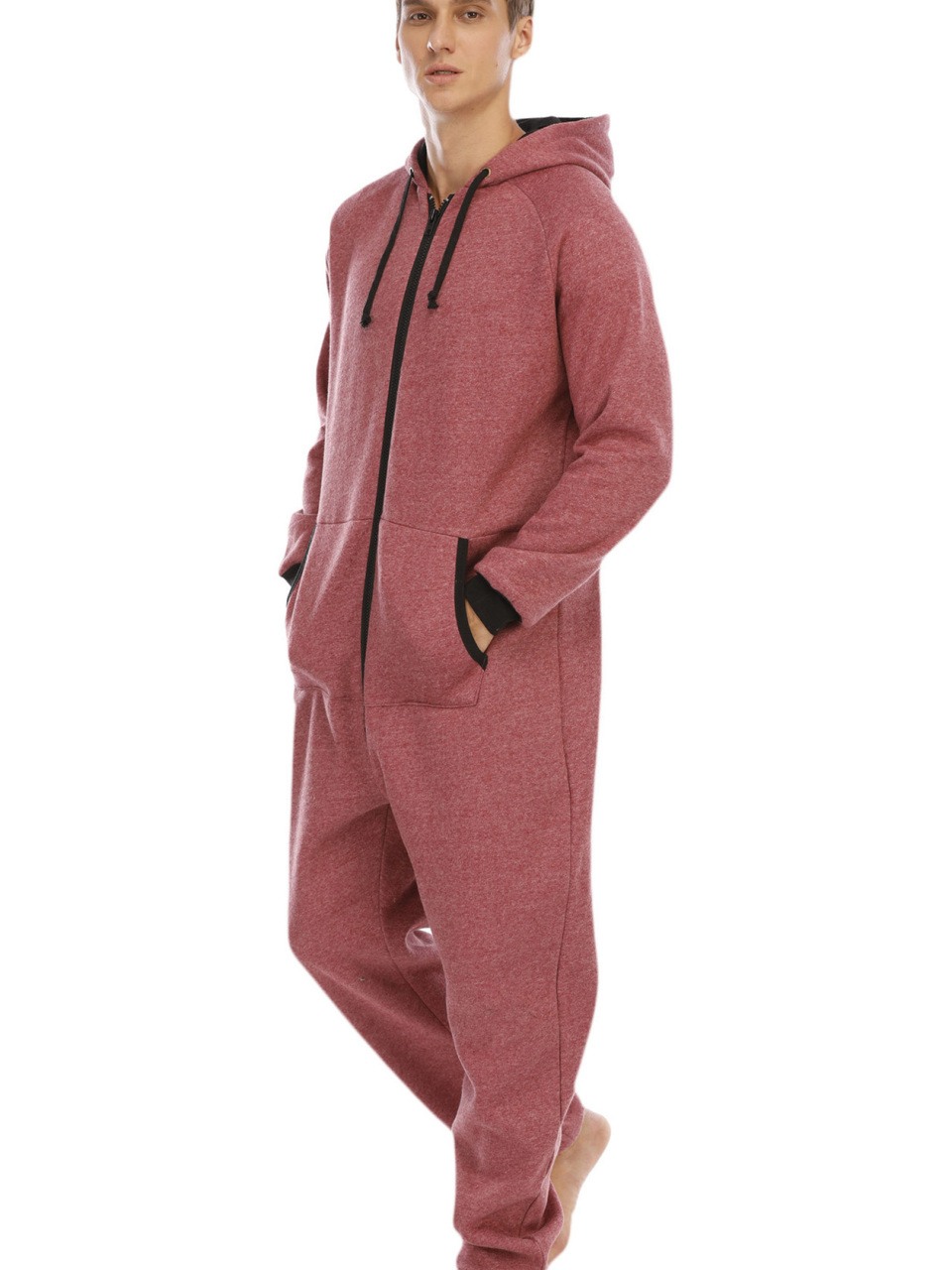 Men's Thickened Sweater Fleece Jumpsuit Pajamas Homewear Casual Suits