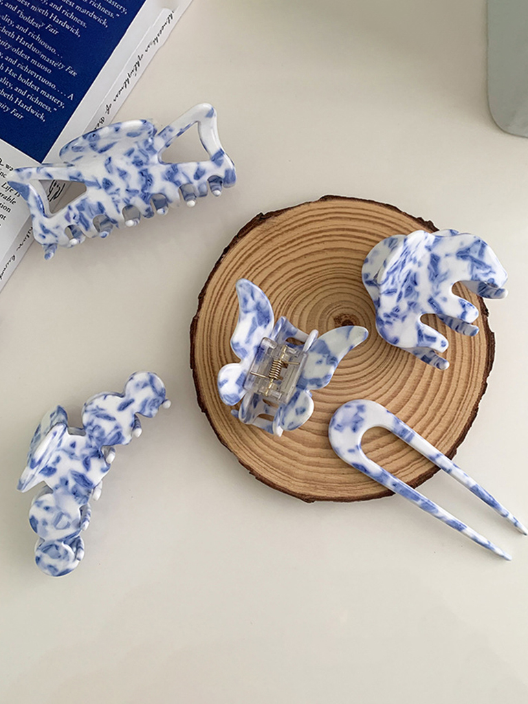 New vintage blue and white blue and white porcelain pattern hairpin