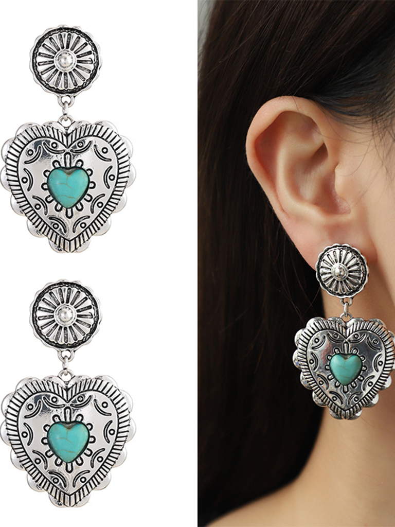 Love peach semi-precious stone vintage earrings