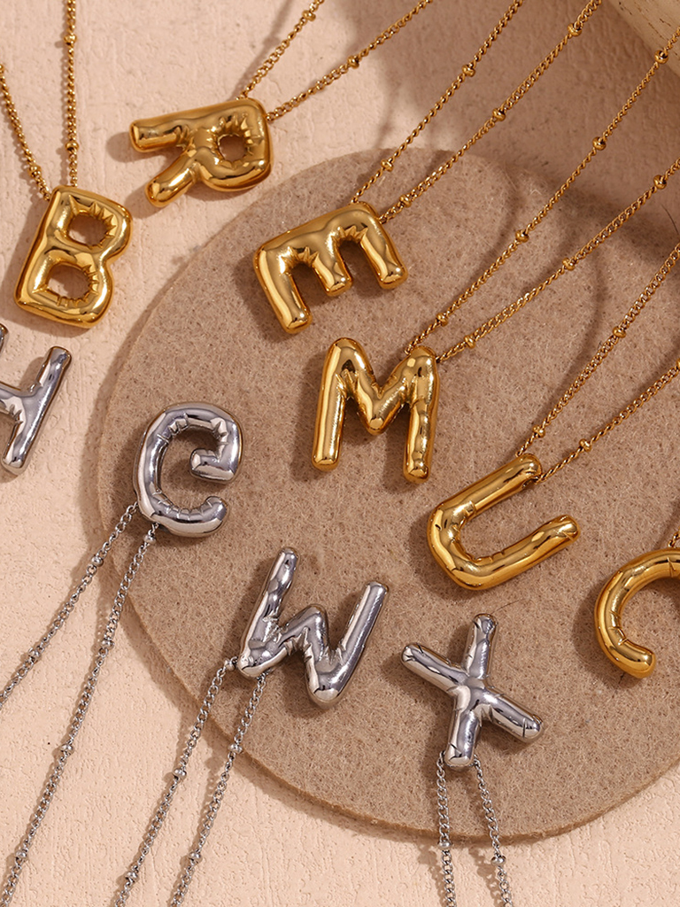 New stainless steel plated 24 letters balloon letter pendant necklace