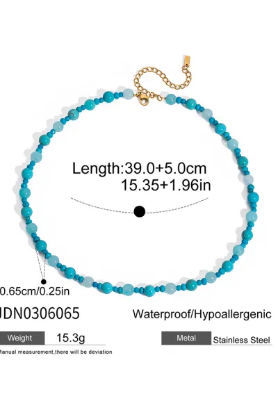 Bohemian Blue Natural Stone Beaded Necklace (One)