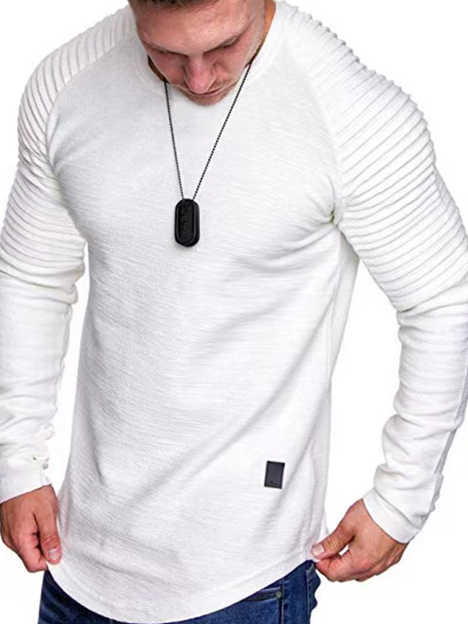 Men's Long Sleeve T-Shirt Muscle Fitted T Shirt Gym Workout Athletic Tee
