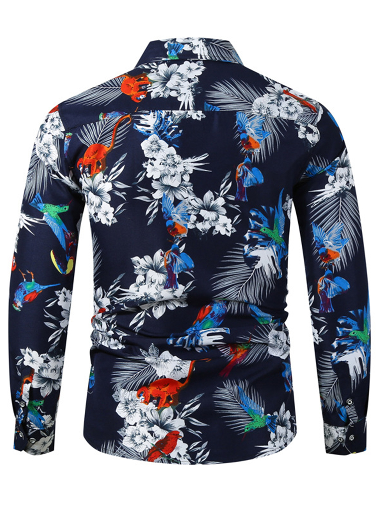 Men's Hawaiian Shirt Short Sleeves Printed Button Down Summer Beach Dress Shirts