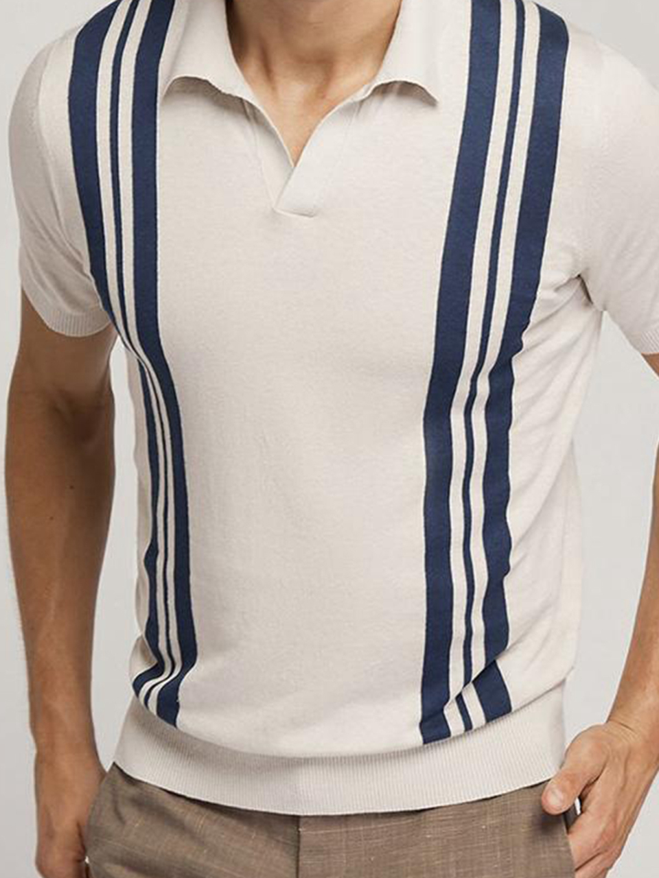 Polo Shirt With Lapel And Short Sleeves