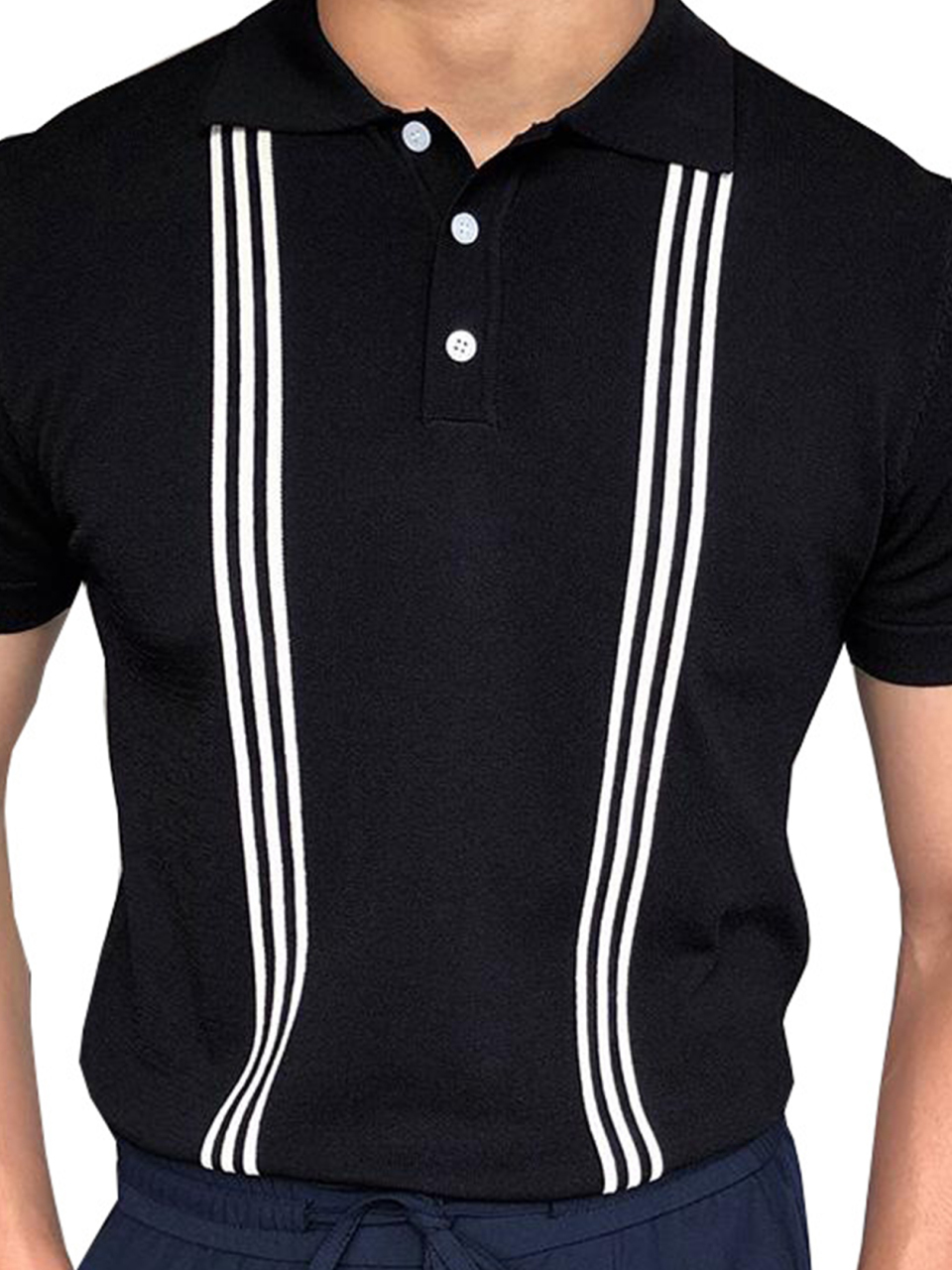 T-Shirt Black Short Sleeve Slim Polo