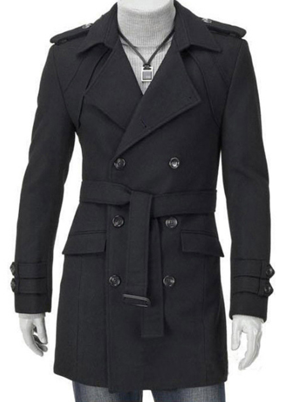 Men's Mid-length Trench Coat Slim Fit Large Thick Woolen Coat