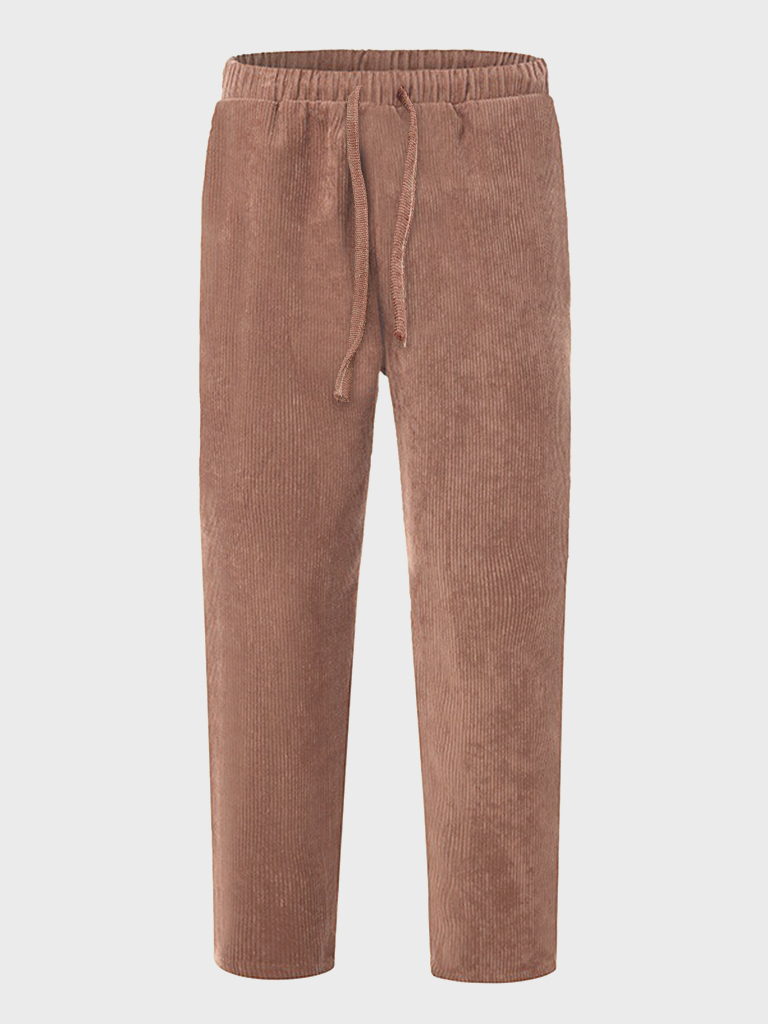 New Men's Corduroy Loose Casual Straight Cropped Pants