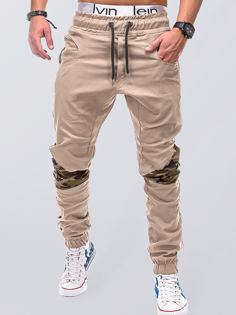 Men's camouflage stitching solid color casual pants