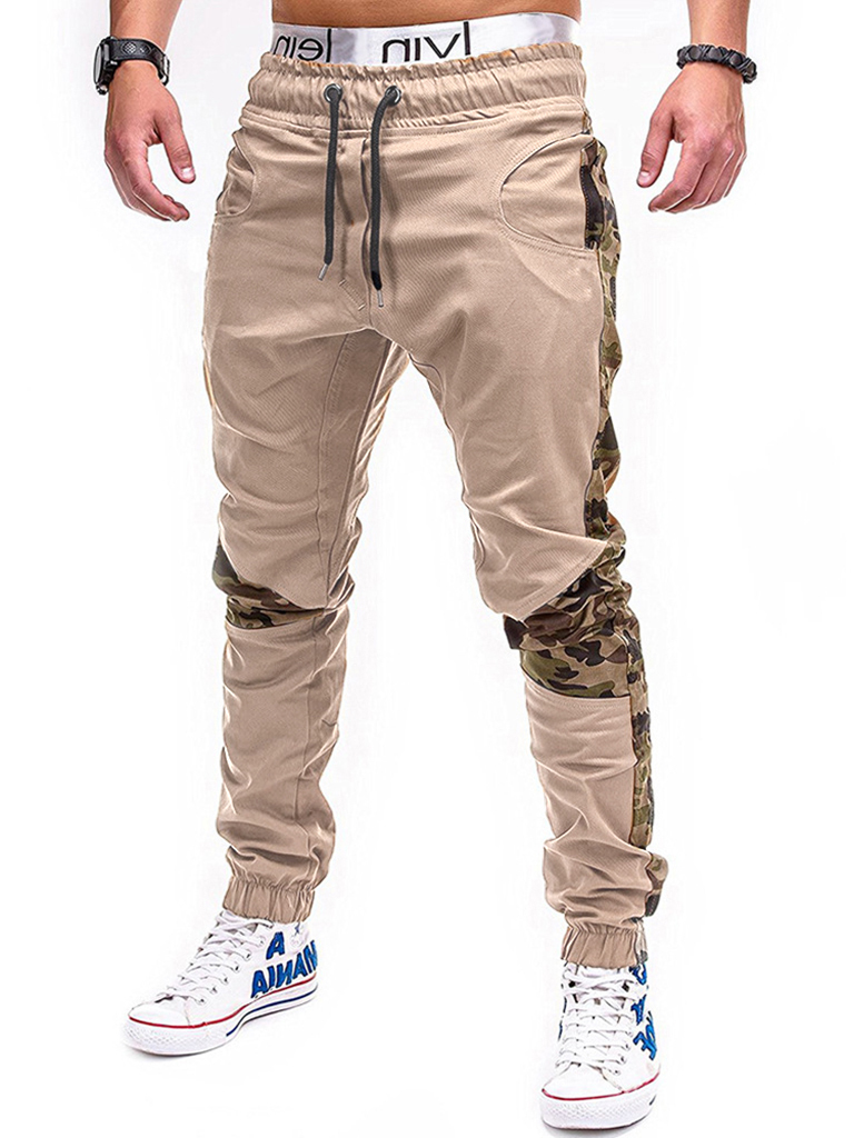 Men's camouflage stitching solid color casual pants