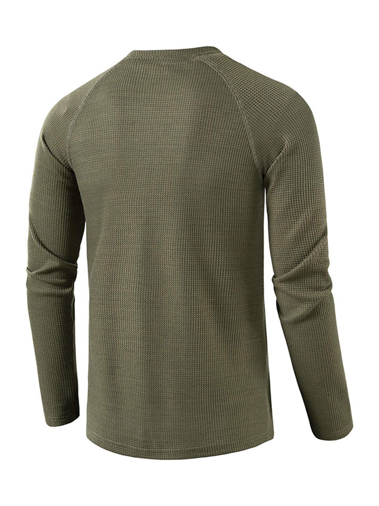 Men's solid-color basic button-down long-sleeve T-shirt
