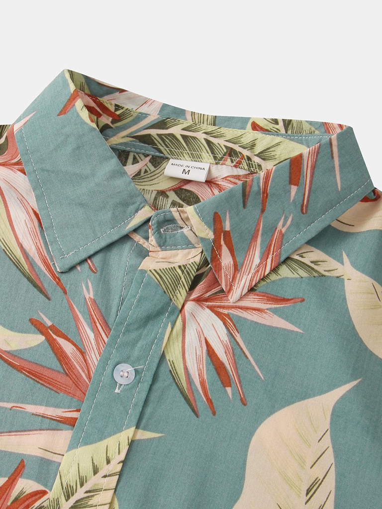 Men's Short Sleeve Shirt Chinese Style Printed Shirt Set