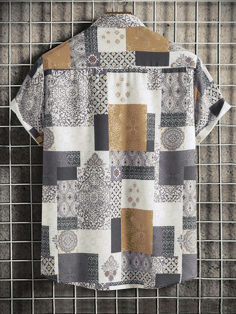 Men's vintage paisley print short sleeve shirt
