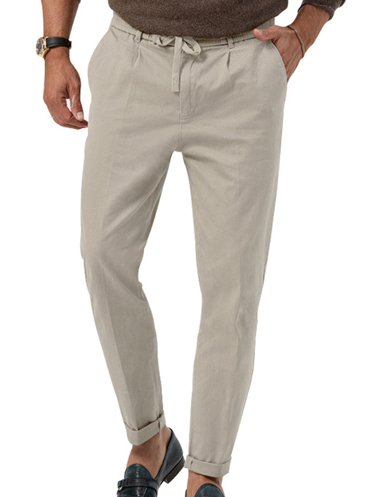 New men's trendy business straight solid color casual trousers