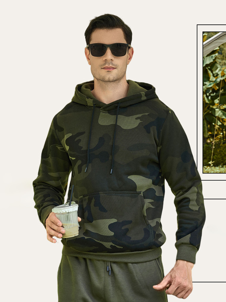 Men's casual camouflage print fashion hooded sweatshirt