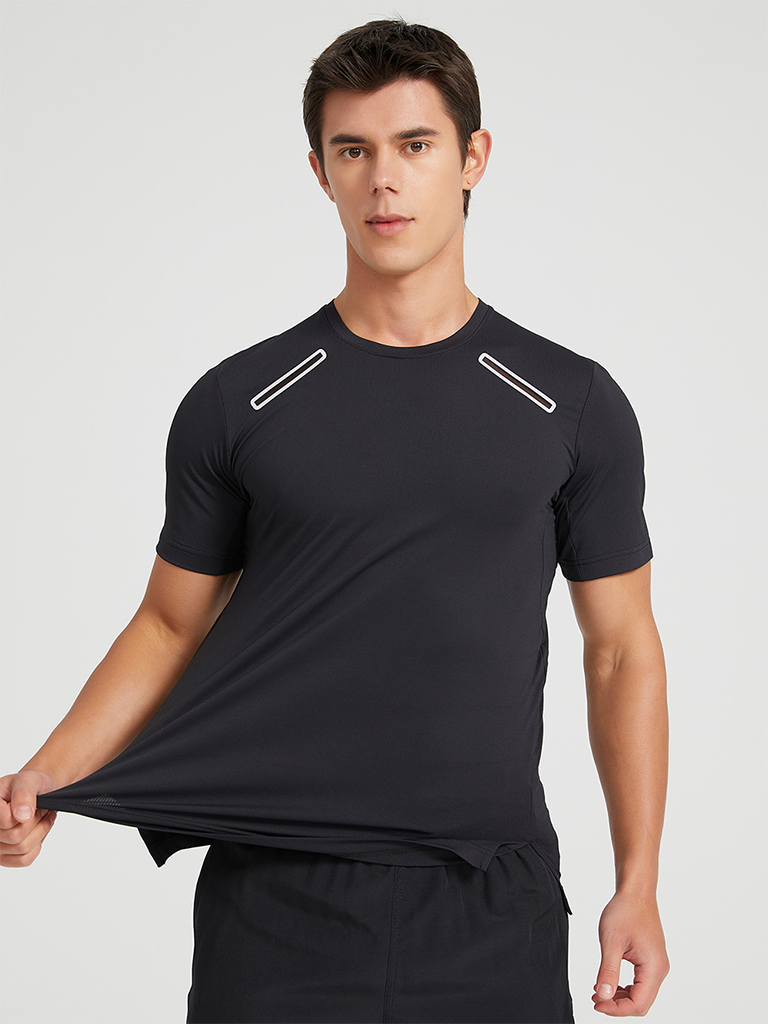 Men's sports outdoor fitness breathable stretch short-sleeved T-shirt