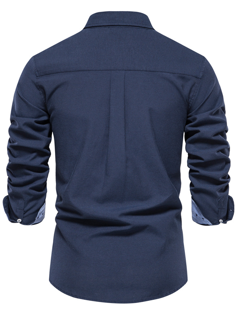 Men's casual versatile fashion solid color long-sleeved top