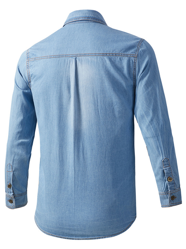 Men's casual workwear long-sleeved denim shirt
