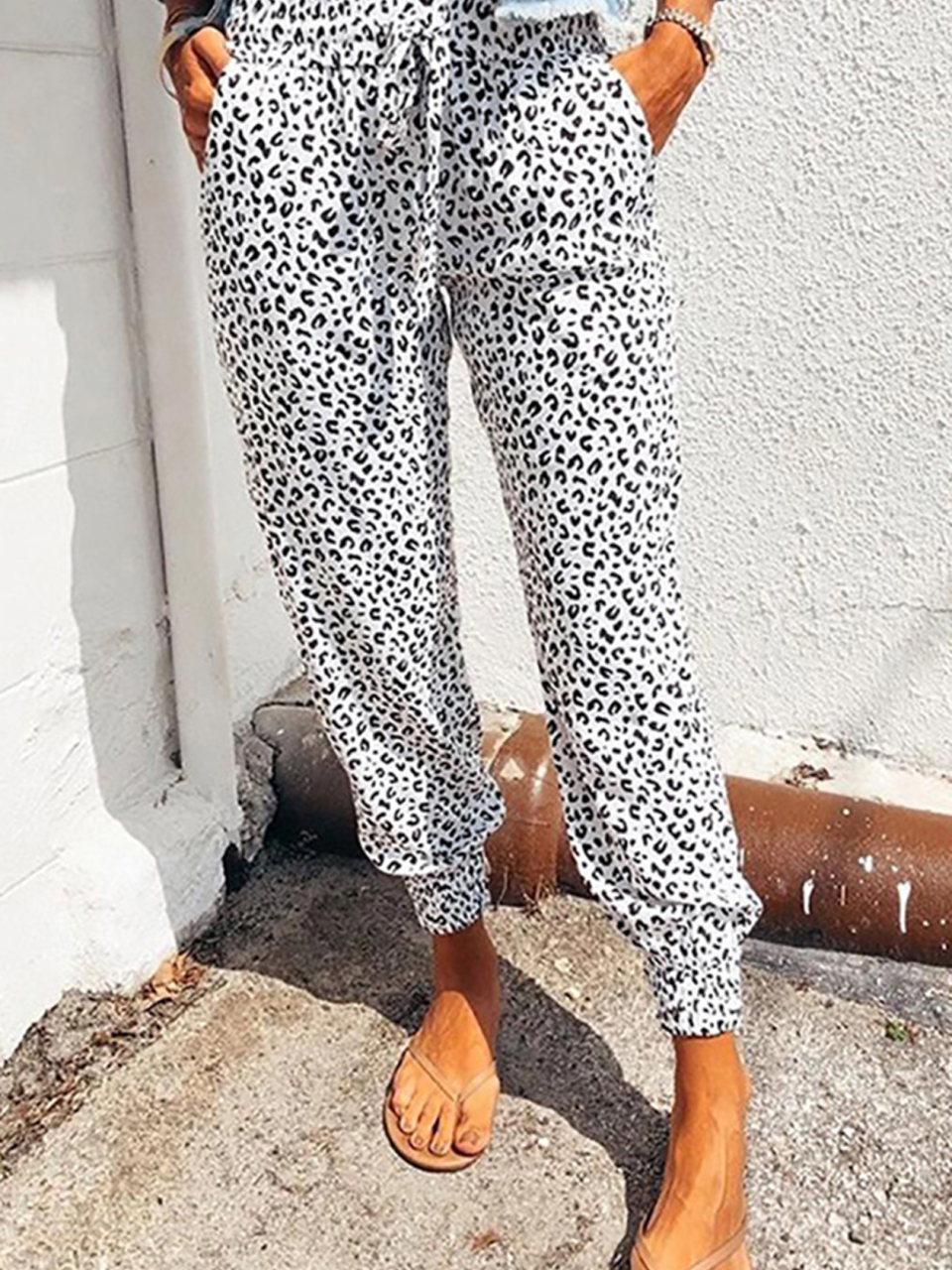 Ladies Casual Fashion Leopard Print Trousers