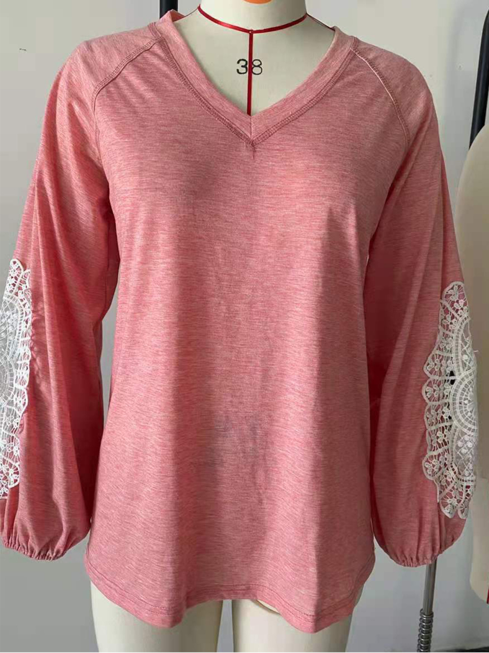 Women's Fashion Casual V Neck Lace Top