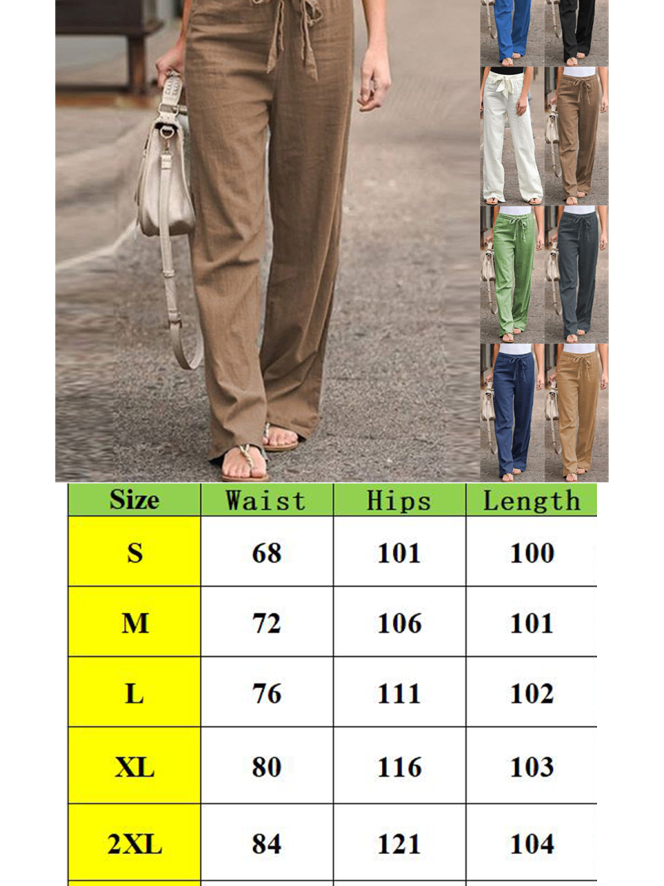 Women's European And American Elastic Waist Solid Color Belt Loose Trousers