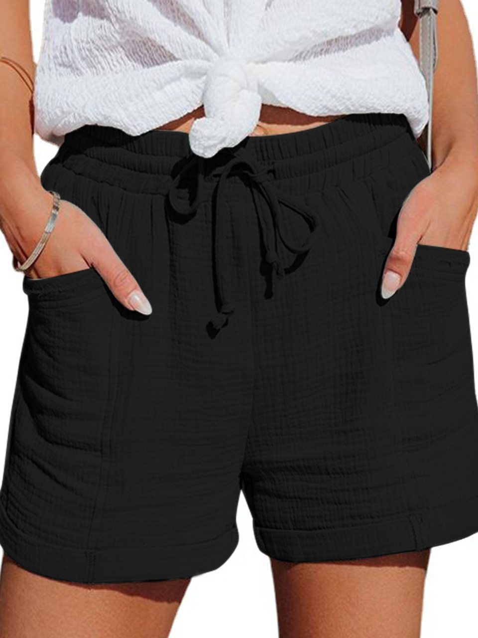 Women's High Waisted Strappy Wide Leg Shorts
