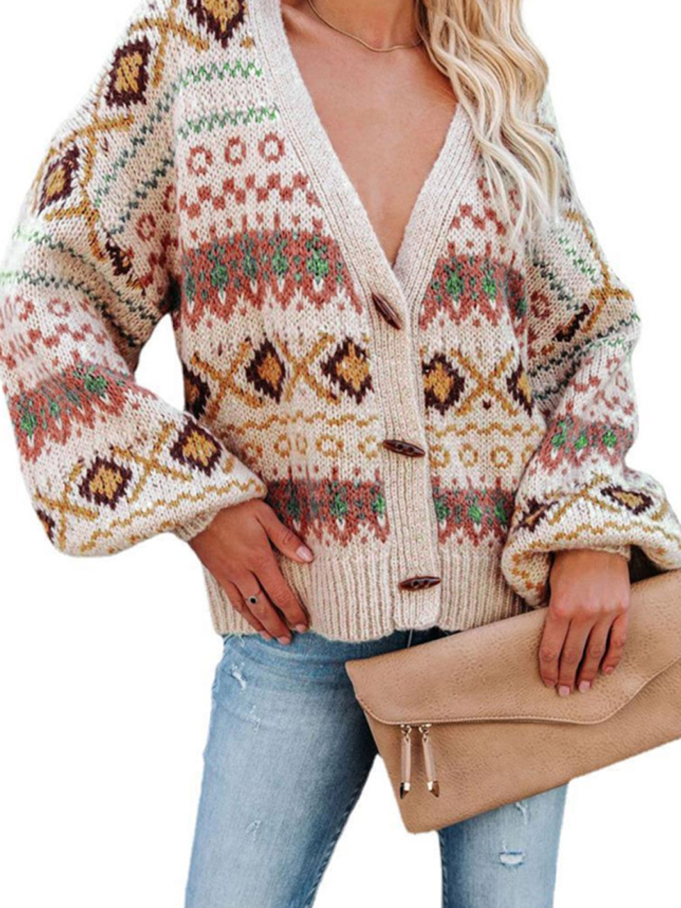 Ladies Casual V-Neck Cardigan Sweater