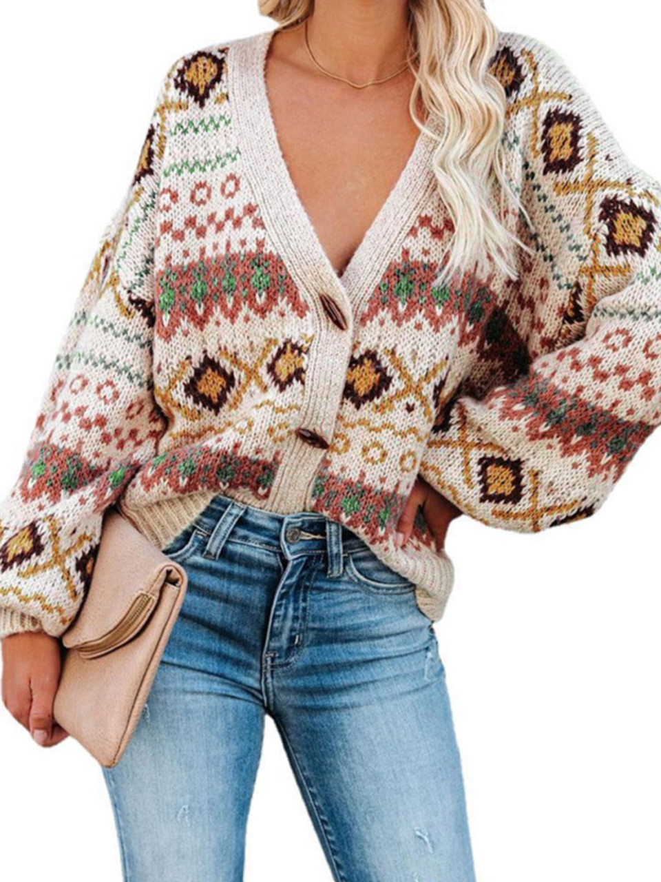Ladies Casual V-Neck Cardigan Sweater