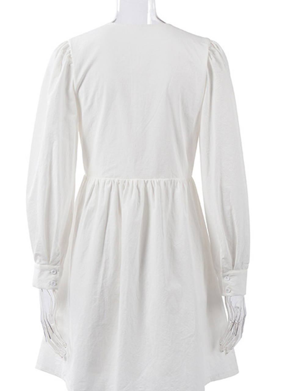 Women's Dress With Deep V-Neck And Bubble Sleeves