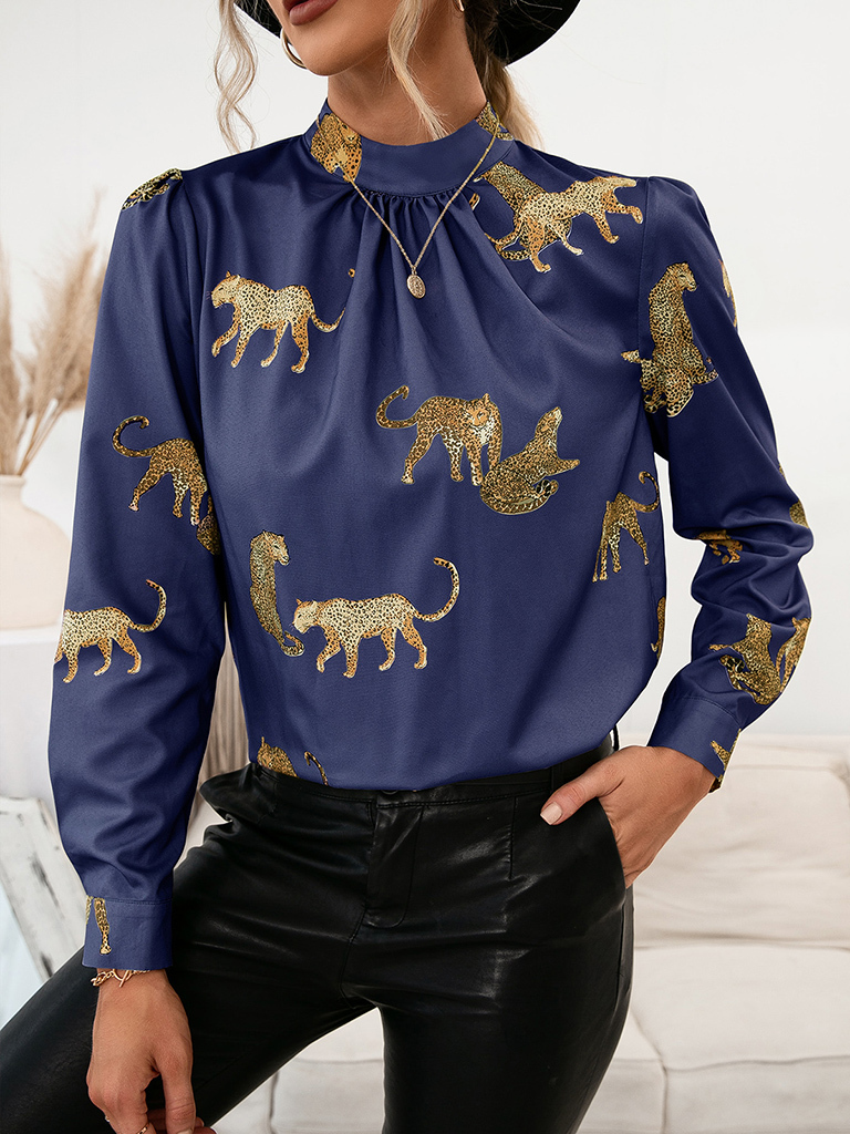 Leopard Print Shirt Long Sleeve Pullover Shirt