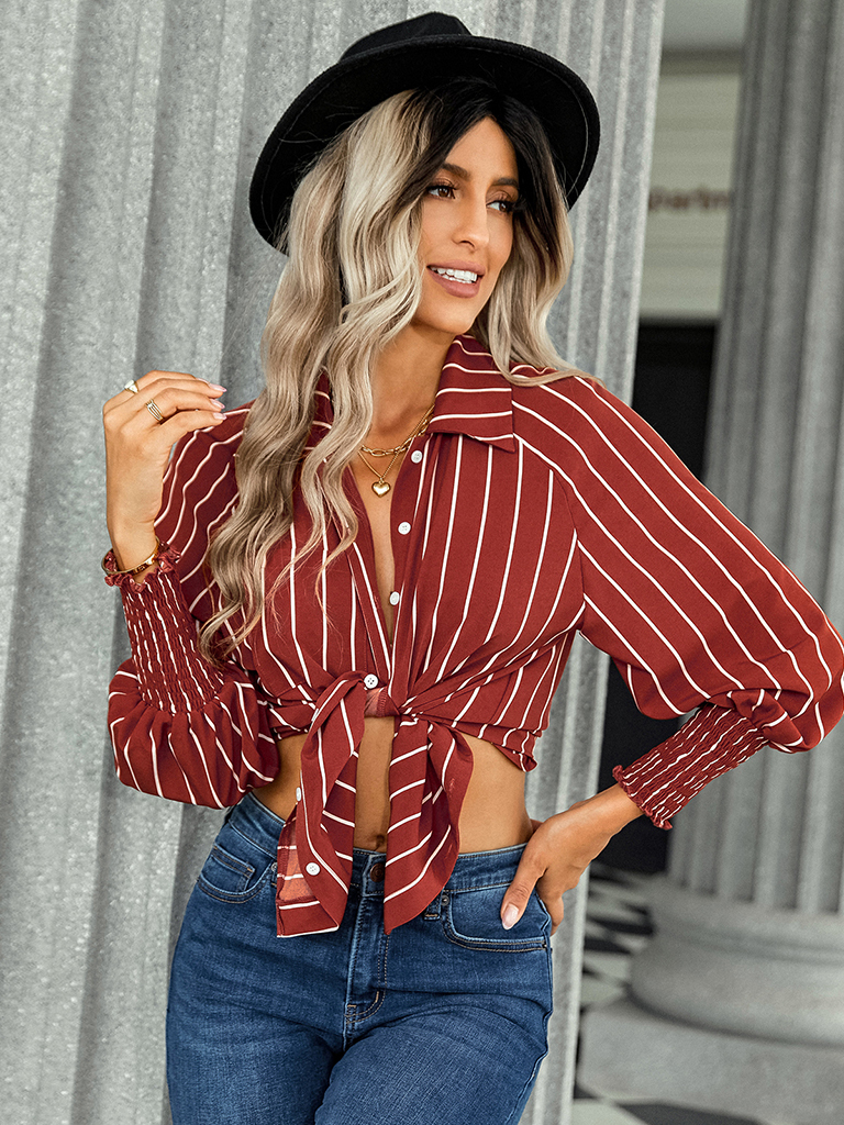 Women's striped fashion casual loose shirt