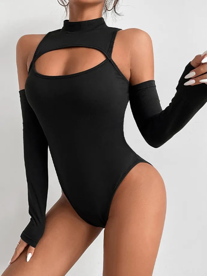 Wholesale Women's sexy irregular hollow long -sleeved slim -body