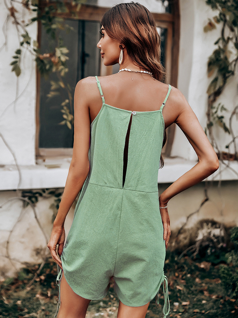 Women's suspenders loose high waist -shaped back -owned sleeveless jumpsuit