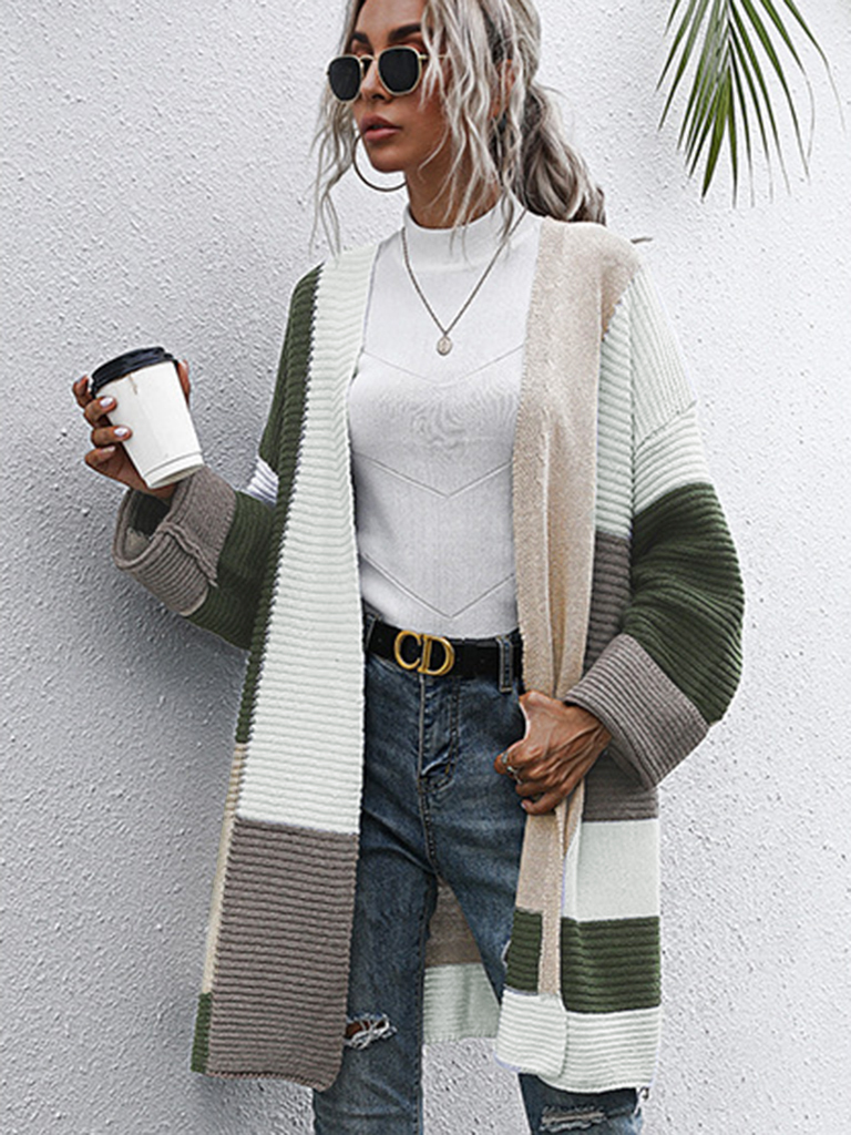 Lazy style thickened autumn and winter long knitted cardigan sweater coat women