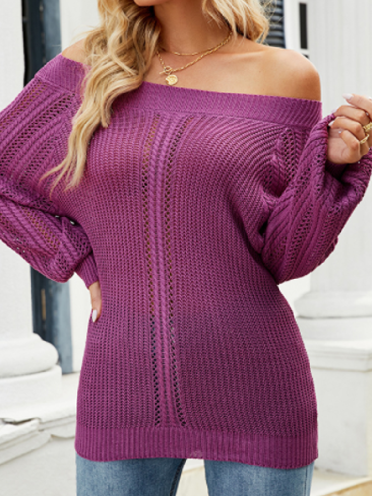Women's Solid Color Sexy Off-the-shoulder Knit Sweater