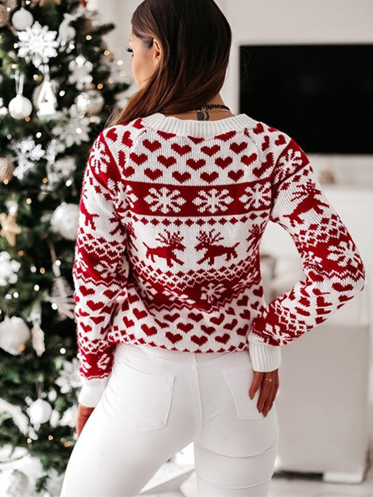 Women's Christmas Crew Neck Long Sleeve Sweater