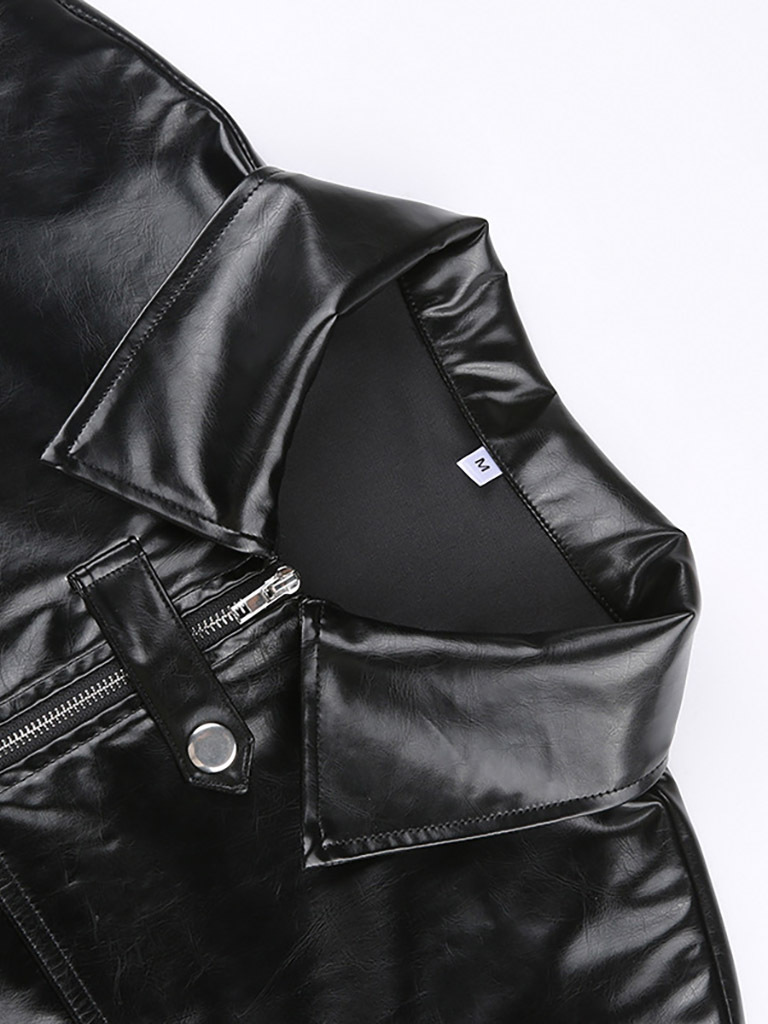 Women's fashion biker letters embroidered PU leather short jacket jacket