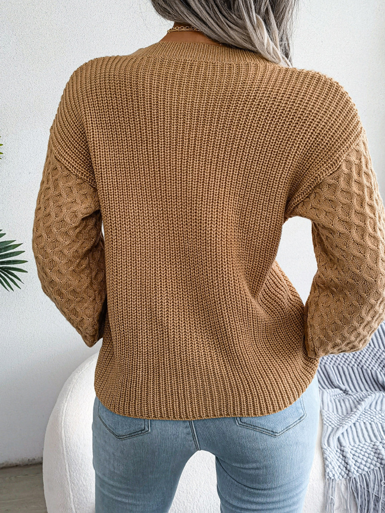 Women's Casual Lantern Long Sleeve Knit Sweater