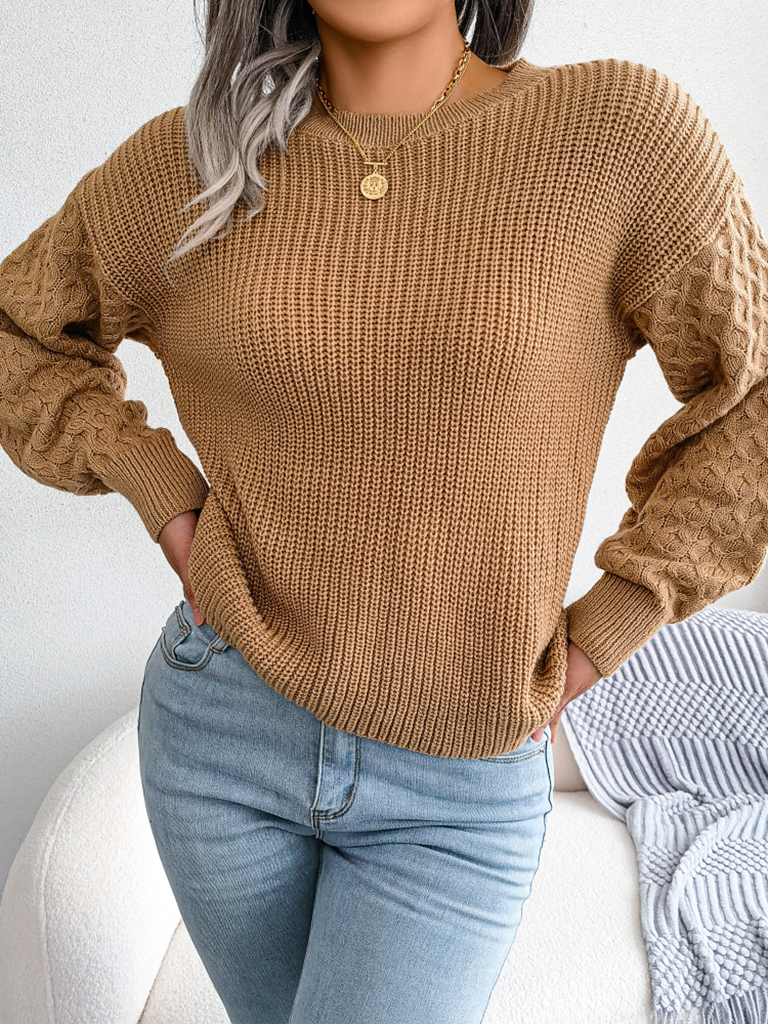 Women's Casual Lantern Long Sleeve Knit Sweater