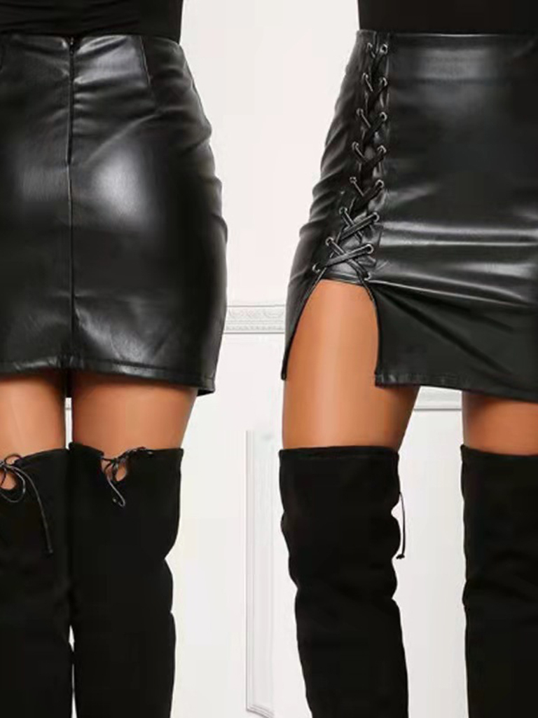 Temperament Fashion Strap High Waist Bag Hip Split Ladies Skirt