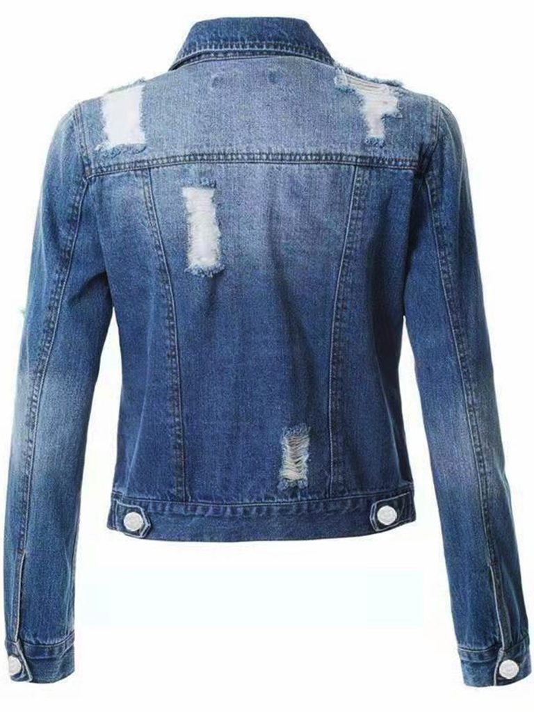 women's denim jacket with holes to look thin denim top jacket women's shirt trendy