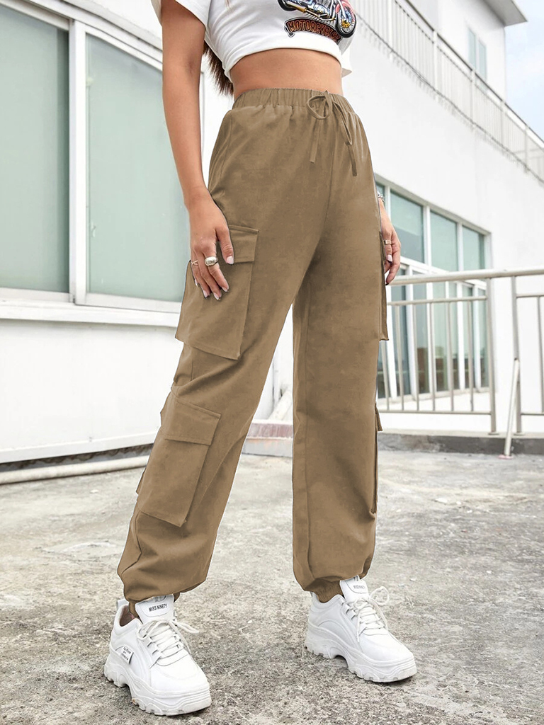 Women's streetwear loose-fit straight-leg cargo pants