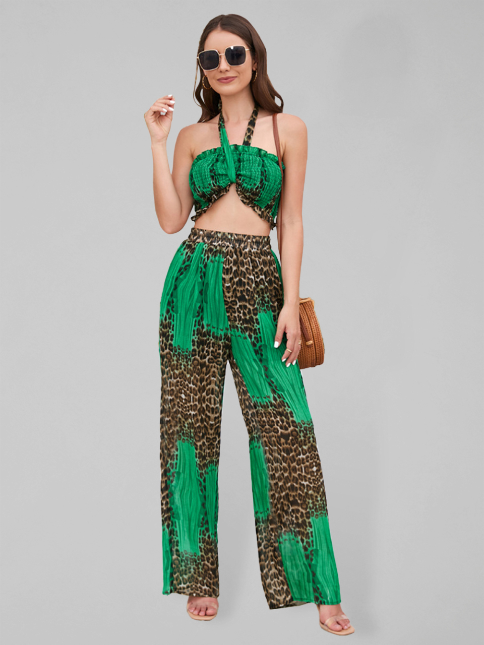 Women's sexy tube top trousers two piece set
