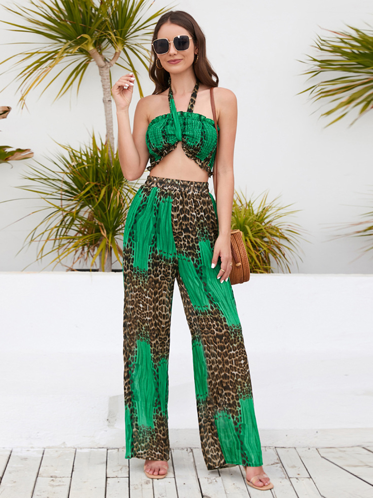 Women's sexy tube top trousers two piece set