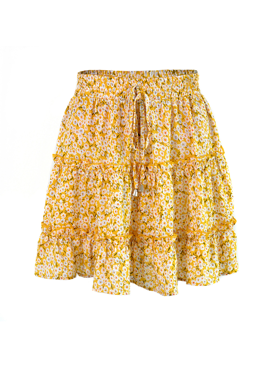 Ladies High Waist Ruffled Floral Printed A-Line Skirt